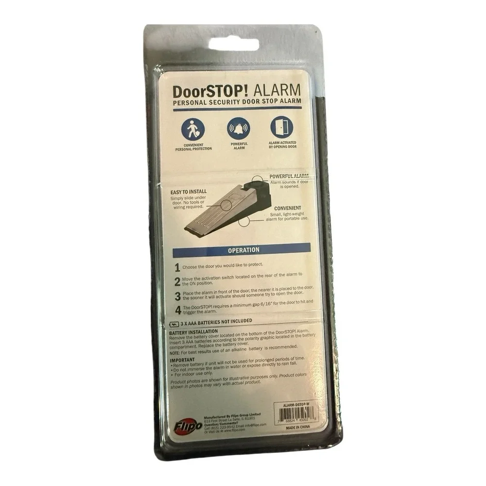 Flipo Security Door Stop Alarm Personal Security‎ Door Stop Alarm Loud Alarm